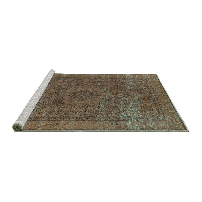 Sideview of Machine Washable Oriental Turquoise Industrial Area Rugs, wshurb2210turq