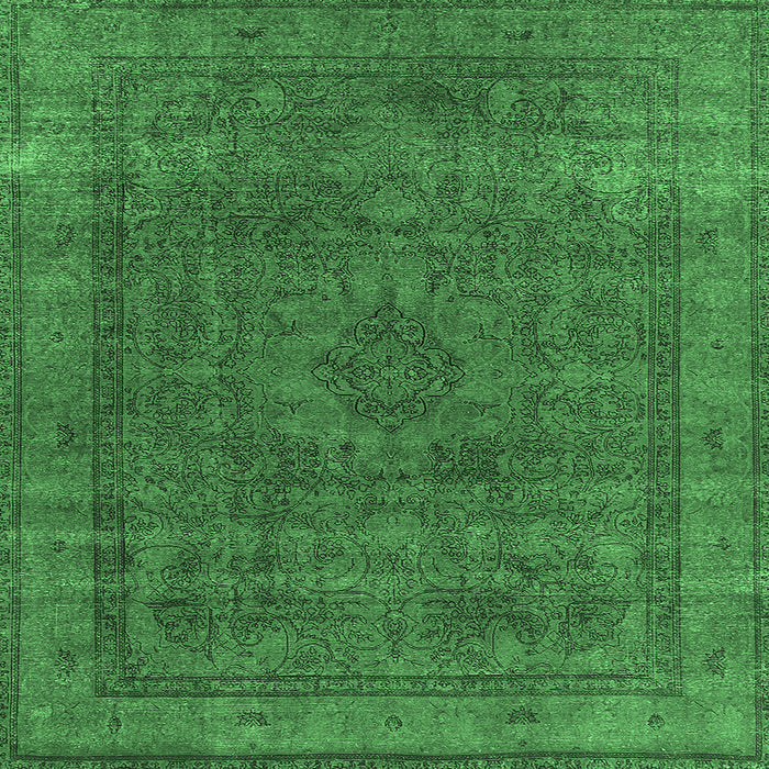 Square Machine Washable Oriental Emerald Green Industrial Area Rugs, wshurb2210emgrn