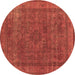 Round Oriental Brown Industrial Rug, urb2210brn