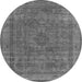 Round Oriental Gray Industrial Rug, urb2210gry