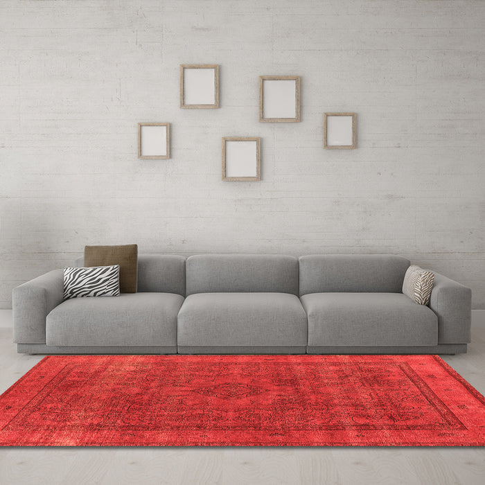 Machine Washable Oriental Orange Industrial Area Rugs in a Living Room, wshurb2210org