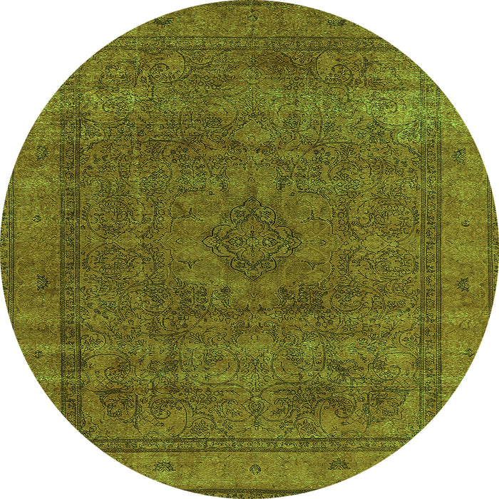 Round Oriental Green Industrial Rug, urb2210grn