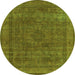 Round Oriental Green Industrial Rug, urb2210grn