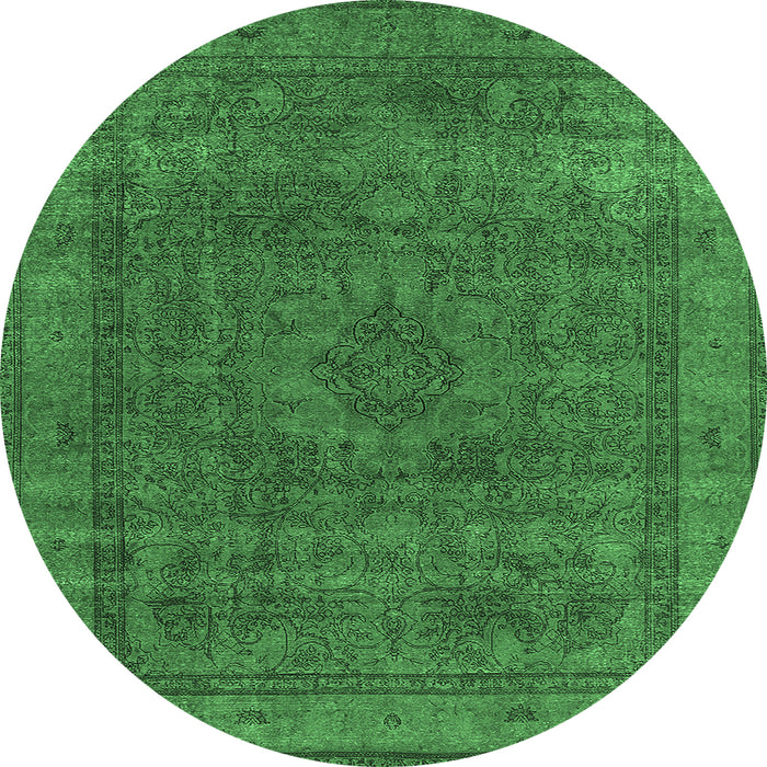 Round Oriental Emerald Green Industrial Rug, urb2210emgrn