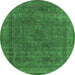 Round Oriental Emerald Green Industrial Rug, urb2210emgrn