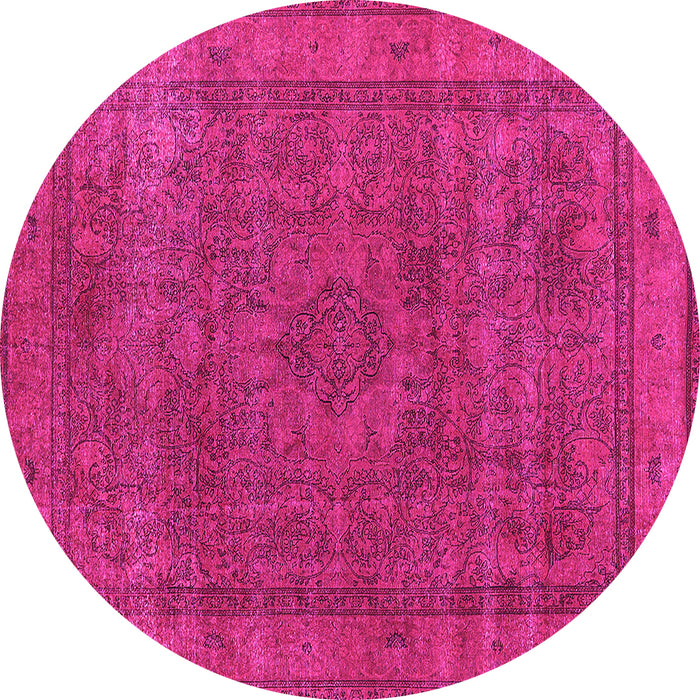 Round Machine Washable Oriental Pink Industrial Rug, wshurb2210pnk
