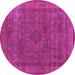 Round Machine Washable Oriental Purple Industrial Area Rugs, wshurb2210pur