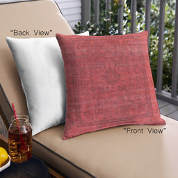 Front View of Mid-Century Modern Urban Square Red Throw Pillow, 18 inch by 18 inch, pwurb2210