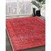 Mid-Century Modern Red Oriental Rug in Family Room, urb2210