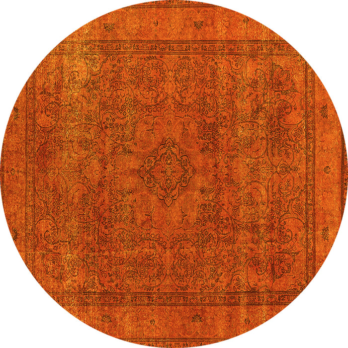 Round Machine Washable Oriental Yellow Industrial Rug, wshurb2210yw
