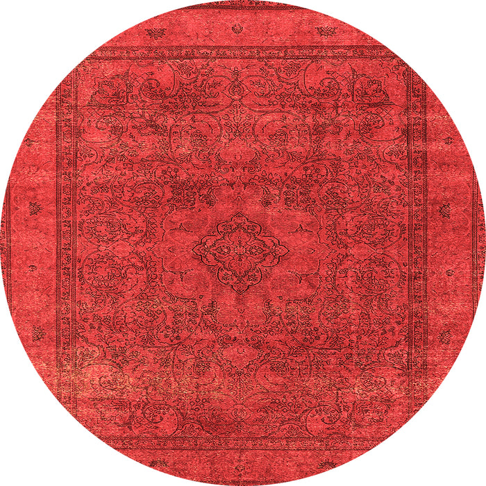 Round Machine Washable Oriental Orange Industrial Area Rugs, wshurb2210org