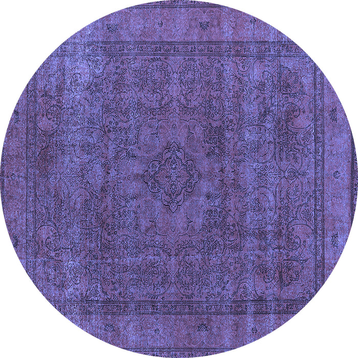 Round Oriental Blue Industrial Rug, urb2210blu