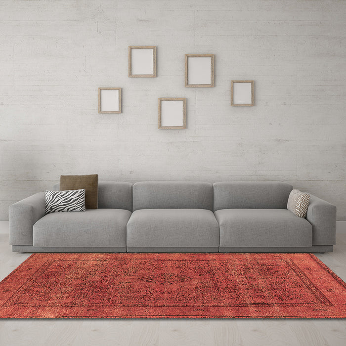 Machine Washable Oriental Brown Industrial Rug in a Living Room,, wshurb2210brn