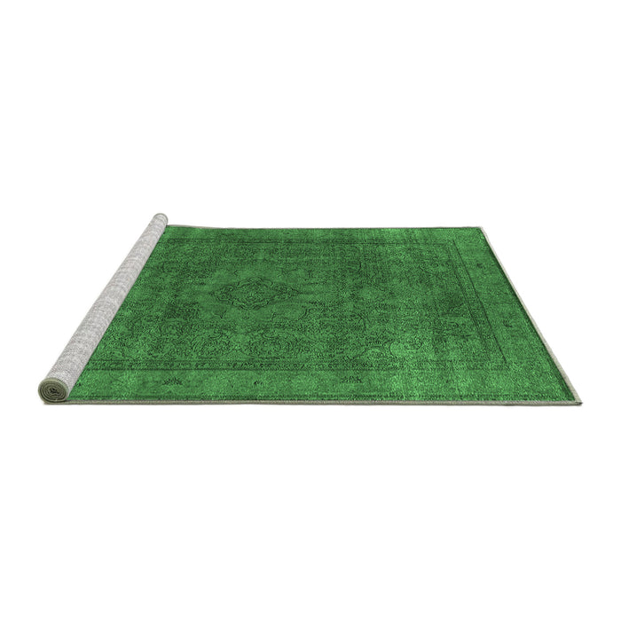 Sideview of Machine Washable Oriental Emerald Green Industrial Area Rugs, wshurb2210emgrn