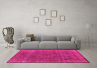 Machine Washable Oriental Pink Industrial Rug, wshurb2210pnk