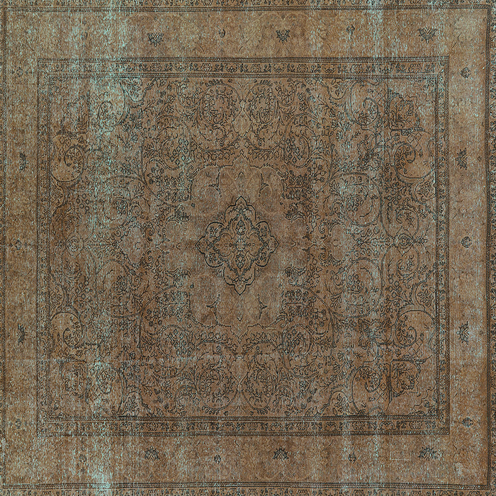 Square Machine Washable Oriental Turquoise Industrial Area Rugs, wshurb2210turq