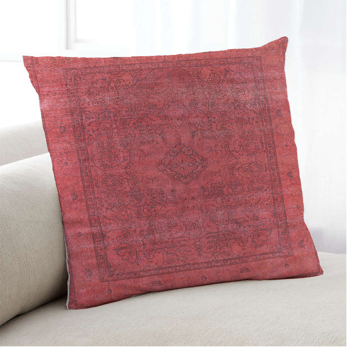 Lifestyle Image of Mid-Century Modern Urban Square Red Throw Pillow, 18 inch by 18 inch, pwurb2210