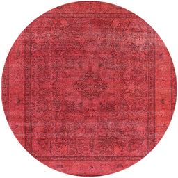 Round Mid-Century Modern Red Oriental Rug, urb2210