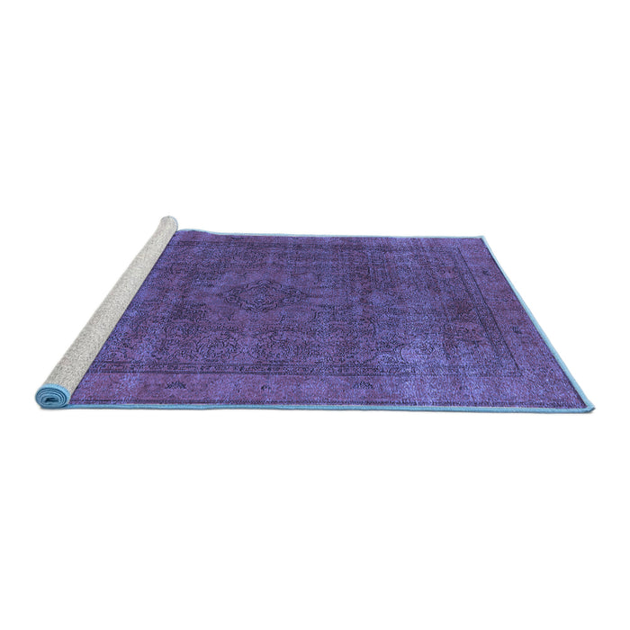 Sideview of Machine Washable Oriental Blue Industrial Rug, wshurb2210blu
