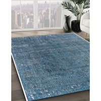 Mid-Century Modern Koi Blue Oriental Rug, urb2211