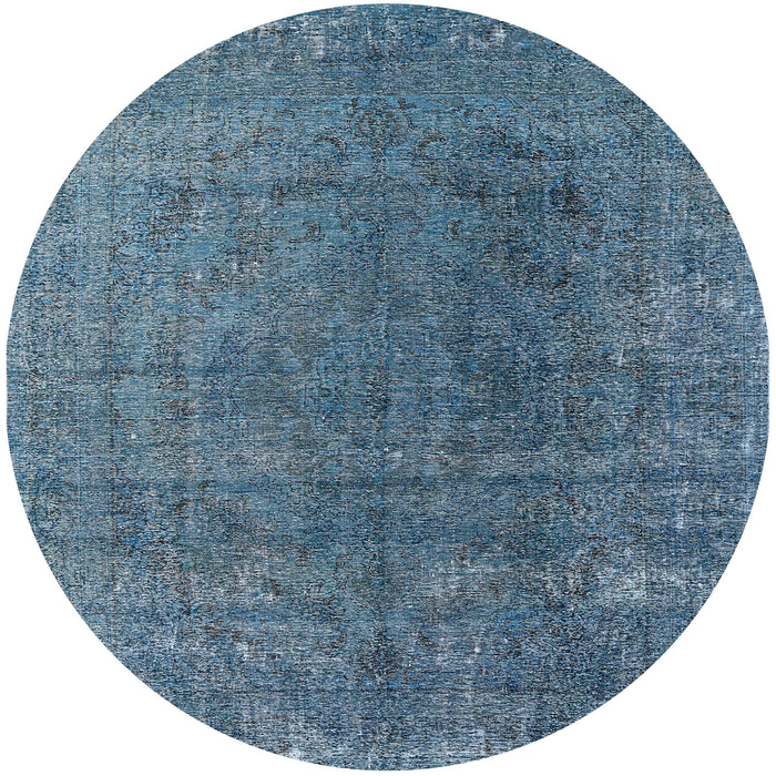 Round Machine Washable Industrial Modern Koi Blue Rug, wshurb2211