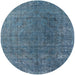 Round Machine Washable Industrial Modern Koi Blue Rug, wshurb2211