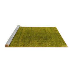 Sideview of Machine Washable Oriental Yellow Industrial Rug, wshurb2211yw