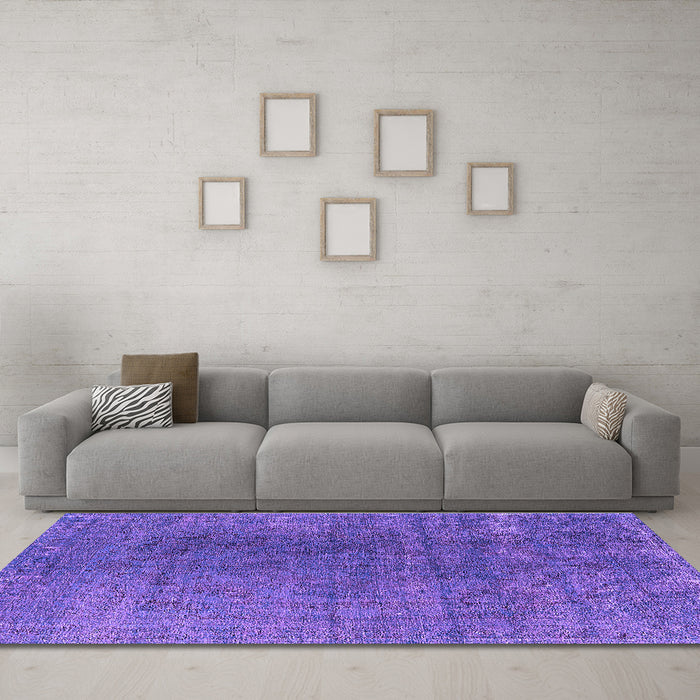 Machine Washable Oriental Purple Industrial Area Rugs in a Living Room, wshurb2211pur