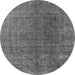 Round Machine Washable Oriental Gray Industrial Rug, wshurb2211gry