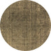 Round Machine Washable Oriental Brown Industrial Rug, wshurb2211brn