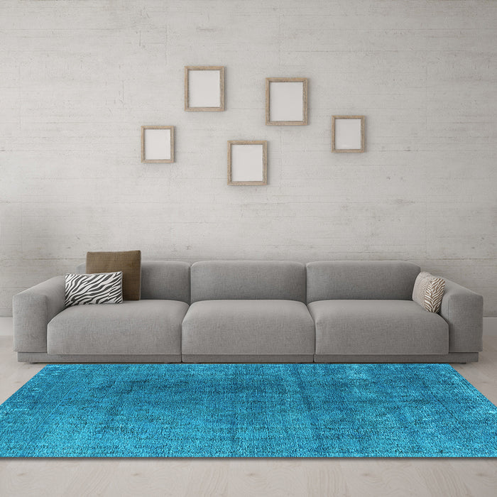 Machine Washable Oriental Light Blue Industrial Rug in a Living Room, wshurb2211lblu
