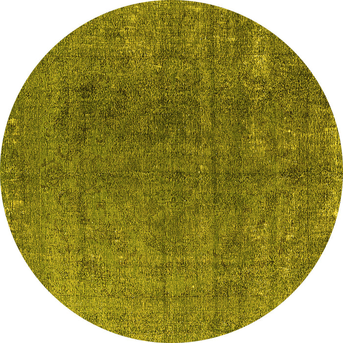 Round Oriental Yellow Industrial Rug, urb2211yw