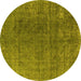 Round Oriental Yellow Industrial Rug, urb2211yw