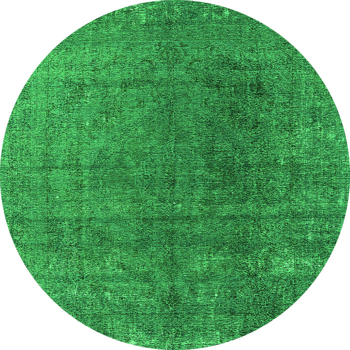 Round Oriental Green Industrial Rug, urb2211grn
