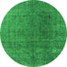 Round Oriental Green Industrial Rug, urb2211grn