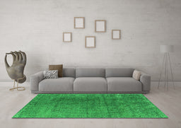 Machine Washable Oriental Green Industrial Area Rugs in a Living Room,, wshurb2211grn