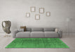 Machine Washable Oriental Emerald Green Industrial Area Rugs in a Living Room,, wshurb2211emgrn