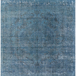 Square Machine Washable Industrial Modern Koi Blue Rug, wshurb2211