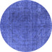 Round Oriental Blue Industrial Rug, urb2211blu