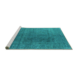 Sideview of Machine Washable Oriental Turquoise Industrial Area Rugs, wshurb2211turq
