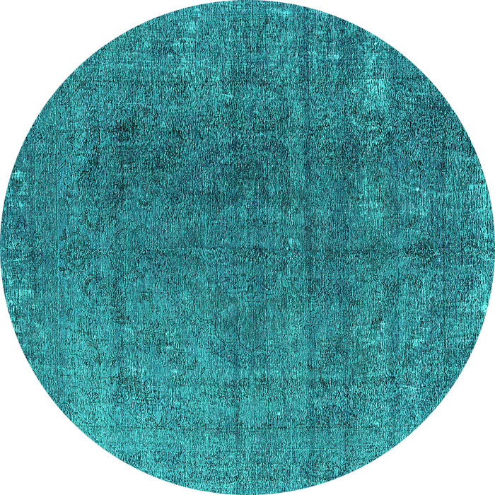 Round Machine Washable Oriental Turquoise Industrial Area Rugs, wshurb2211turq