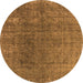 Round Oriental Orange Industrial Rug, urb2211org