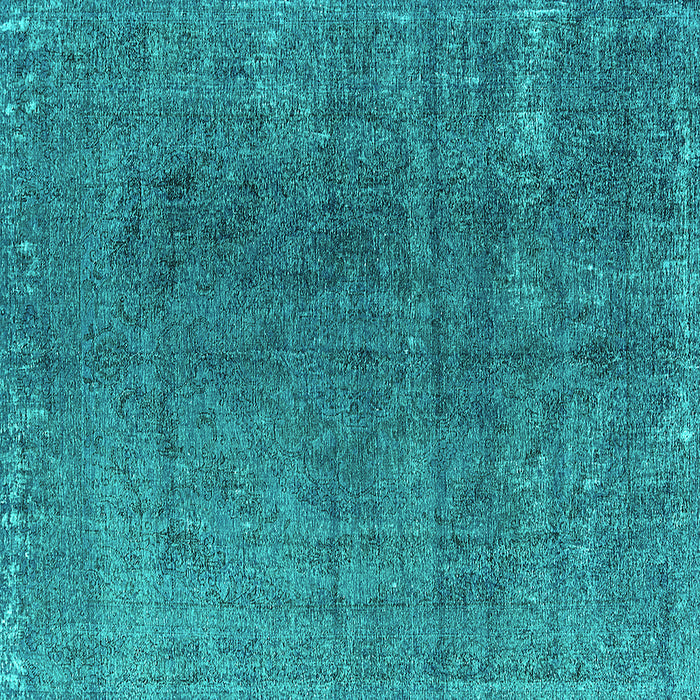 Square Machine Washable Oriental Turquoise Industrial Area Rugs, wshurb2211turq
