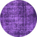 Round Oriental Purple Industrial Rug, urb2212pur