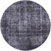 Round Machine Washable Industrial Modern Charcoal Blue Rug, wshurb2212