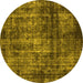 Round Oriental Yellow Industrial Rug, urb2212yw