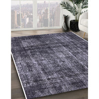 Mid-Century Modern Charcoal Blue Oriental Rug, urb2212