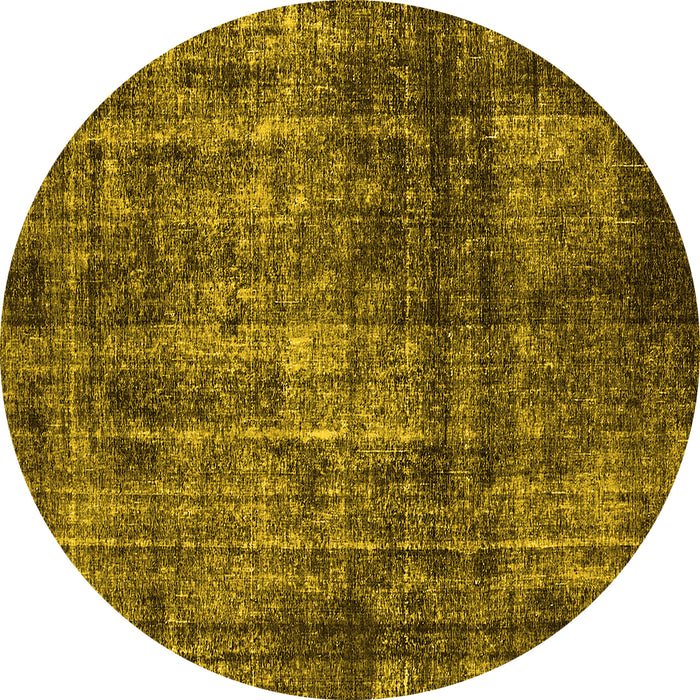Round Machine Washable Oriental Yellow Industrial Rug, wshurb2212yw