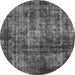 Round Oriental Gray Industrial Rug, urb2212gry