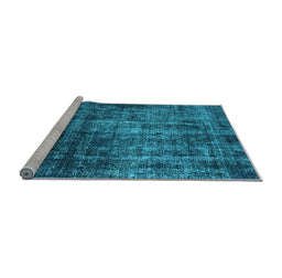 Sideview of Machine Washable Oriental Light Blue Industrial Rug, wshurb2212lblu